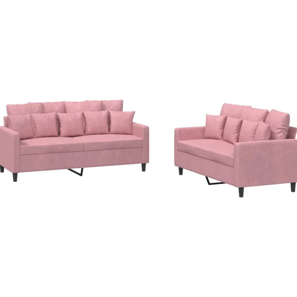 vidaXL 2-delige Loungeset met kussens fluweel roze