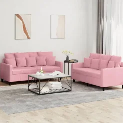 vidaXL 2-delige Loungeset met kussens fluweel roze