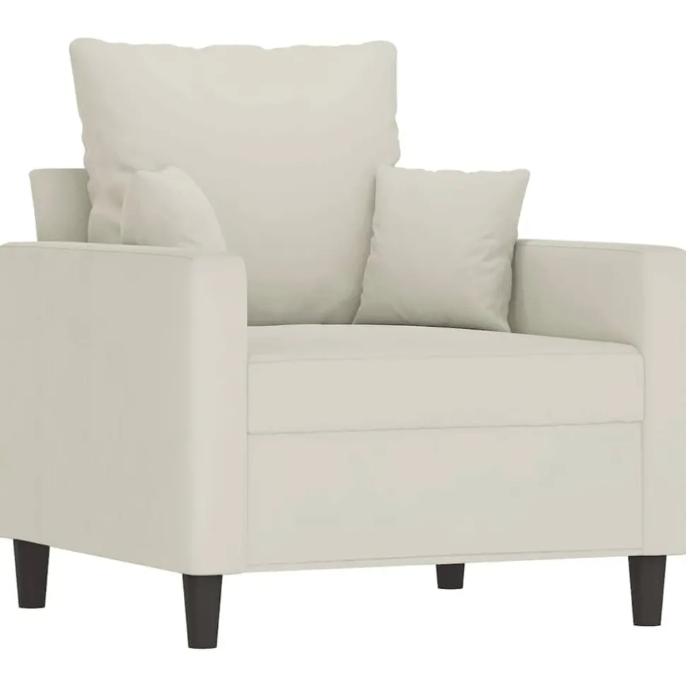 vidaXL 3-delige Loungeset met kussens fluweel crèmekleurig