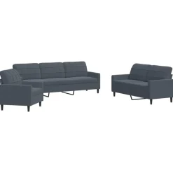 vidaXL 3-delige Loungeset met kussens fluweel donkergrijs