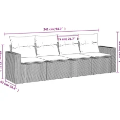 vidaXL 4-delige Loungeset met kussens poly rattan beige