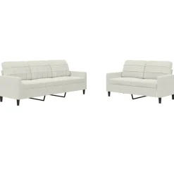vidaXL 2-delige Loungeset met kussens fluweel crèmekleurig
