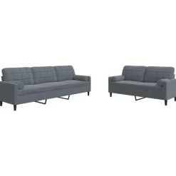 vidaXL 2-delige Loungeset met kussens en bolsters fluweel donkergrijs