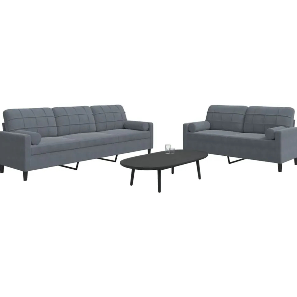 vidaXL 2-delige Loungeset met kussens en bolsters fluweel donkergrijs