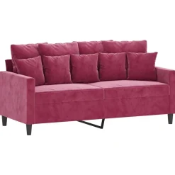vidaXL 3-delige Loungeset met kussens fluweel wijnrood