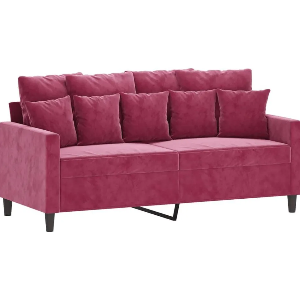 vidaXL 3-delige Loungeset met kussens fluweel wijnrood