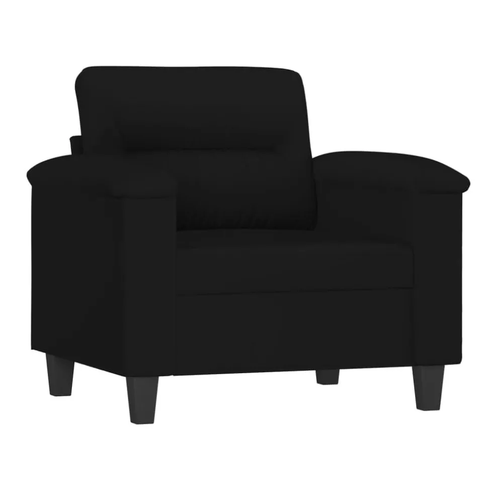 vidaXL 4-delige Loungeset met kussens microvezelstof zwart