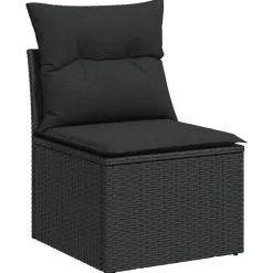vidaXL 4-delige Loungeset met kussens poly rattan zwart