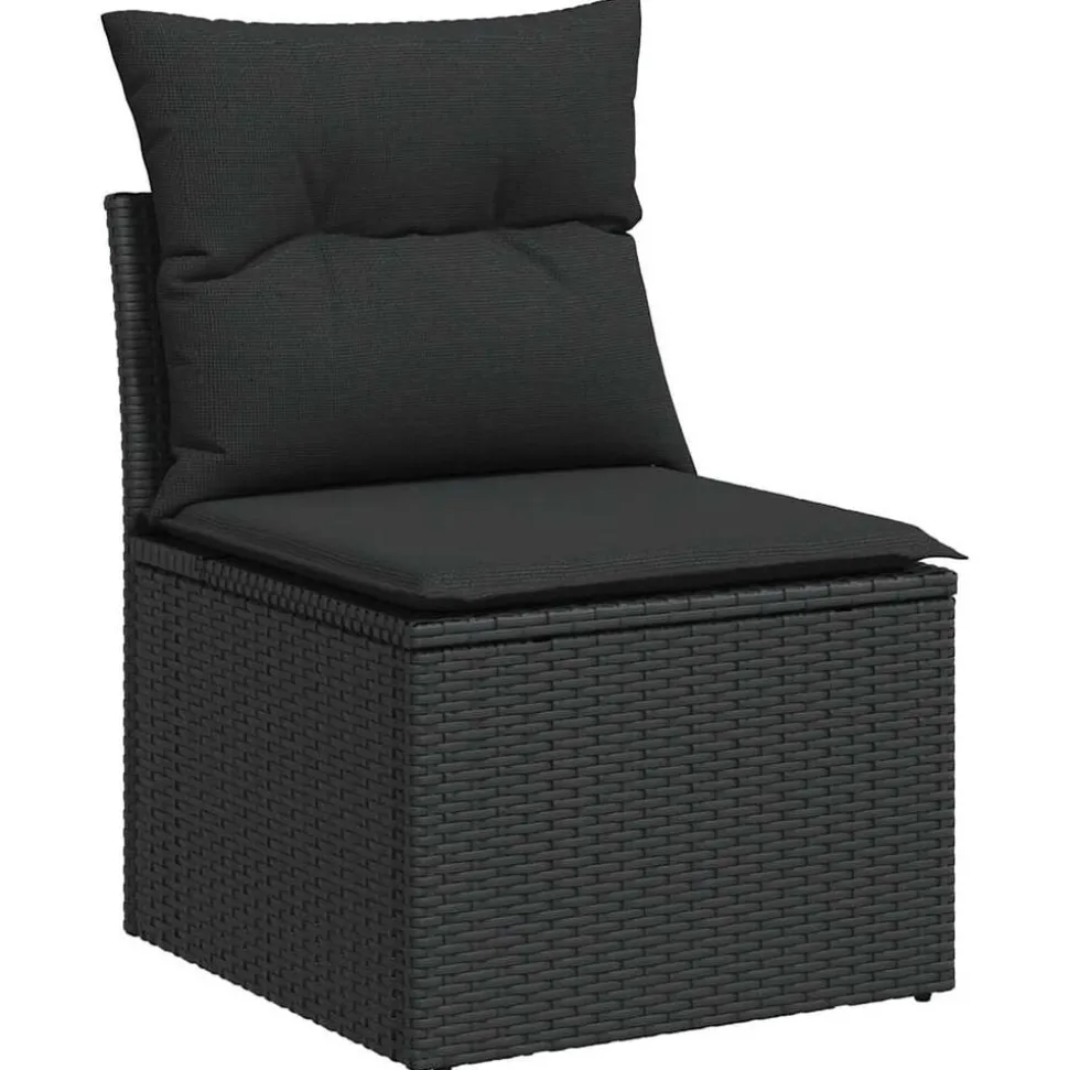 vidaXL 4-delige Loungeset met kussens poly rattan zwart