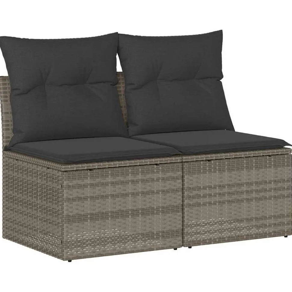 vidaXL 2-delige Loungeset met kussens poly rattan acacia lichtgrijs