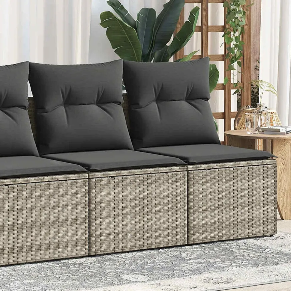 vidaXL 2-delige Loungeset met kussens poly rattan acacia lichtgrijs