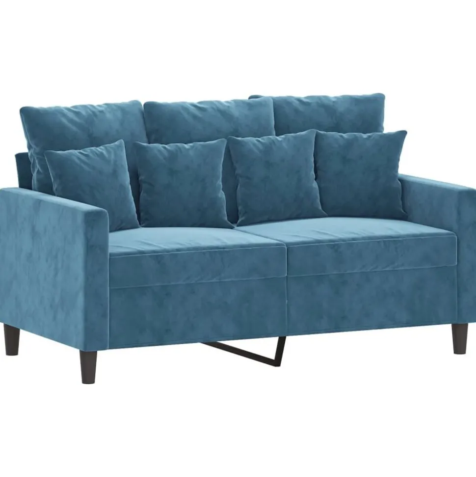 vidaXL 3-delige Loungeset met kussens fluweel blauw