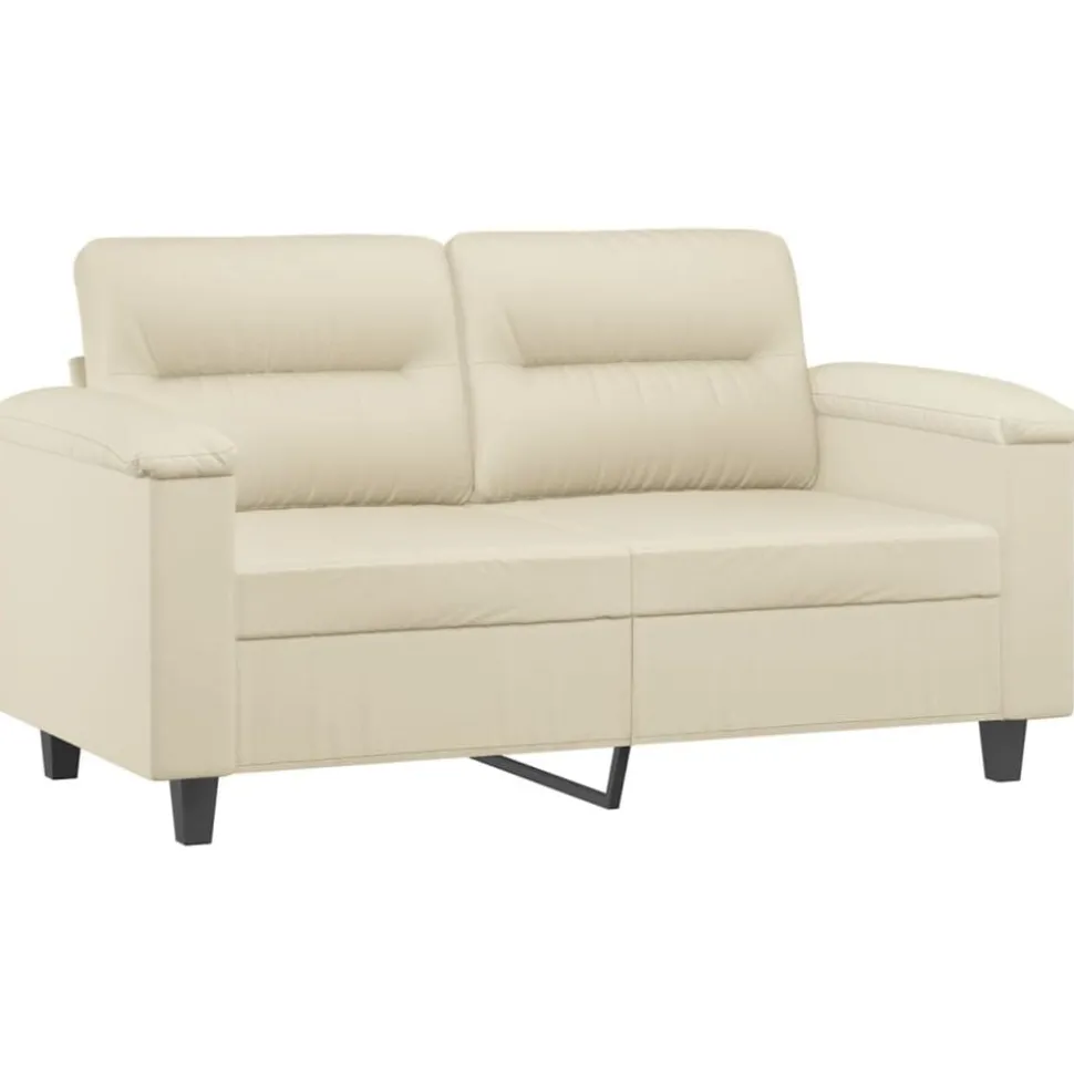 vidaXL 3-delige Loungeset met kussens kunstleer crèmekleurig