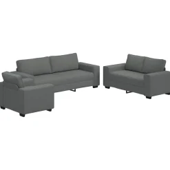 vidaXL 3-delige Loungeset met kussens stof donkergrijs