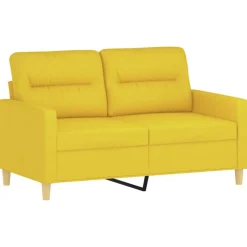 vidaXL 3-delige Loungeset met kussens stof lichtgeel