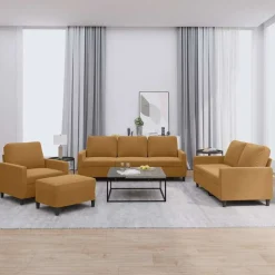 vidaXL 4-delige Loungeset met kussens fluweel bruin