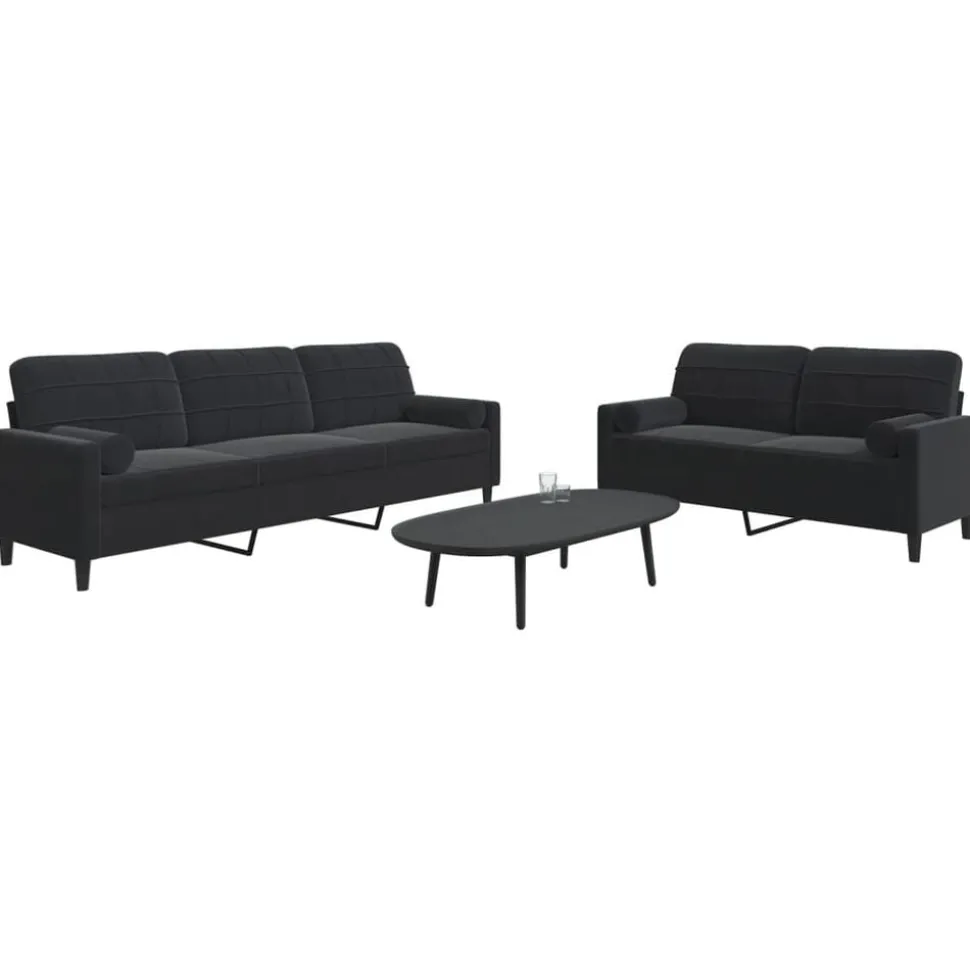 vidaXL 2-delige Loungeset met kussens en bolsters fluweel zwart