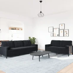 vidaXL 2-delige Loungeset met kussens en bolsters fluweel zwart