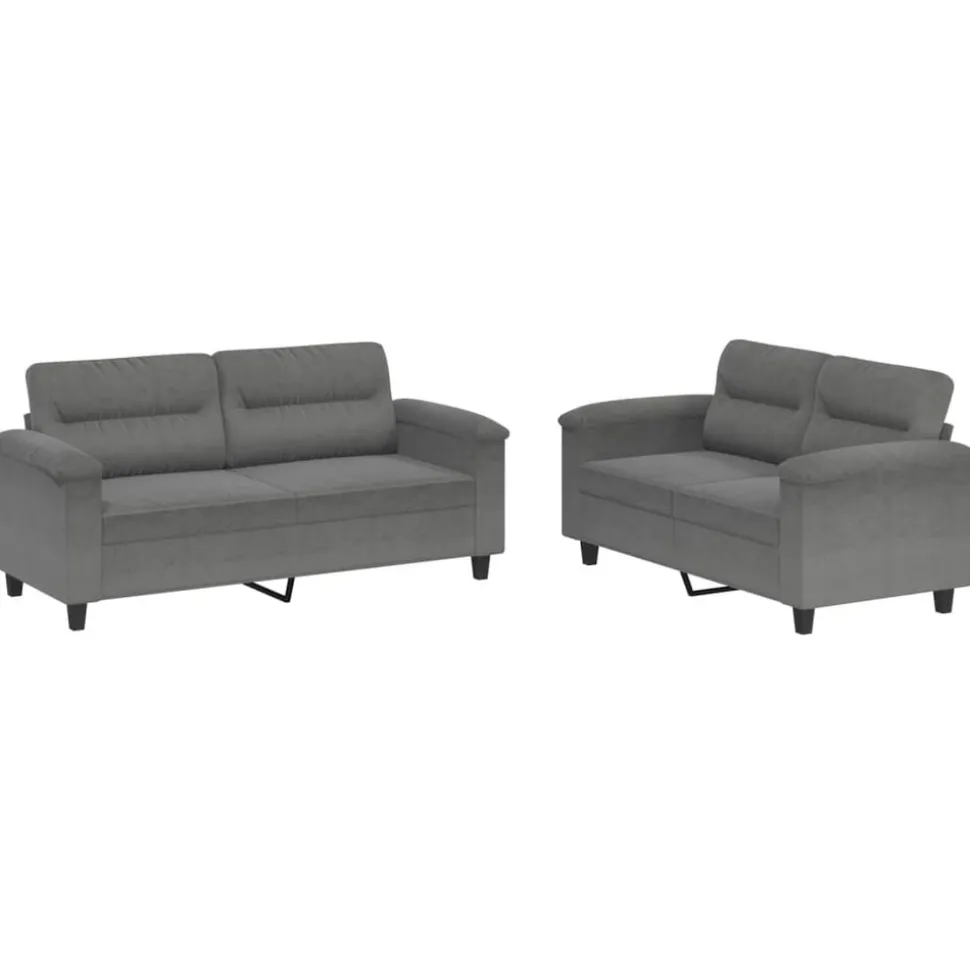 vidaXL 2-delige Loungeset met kussens microvezelstof donkergrijs