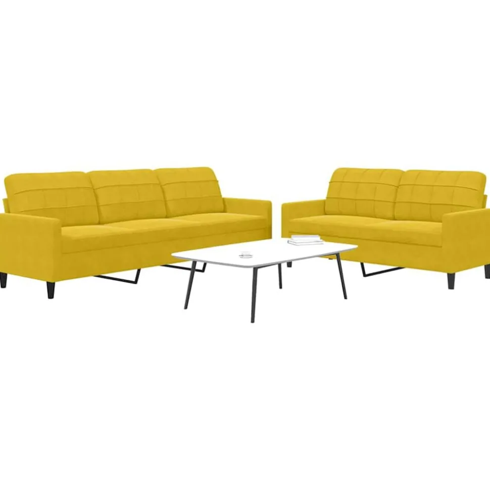 vidaXL 2-delige Loungeset met kussens fluweel geel