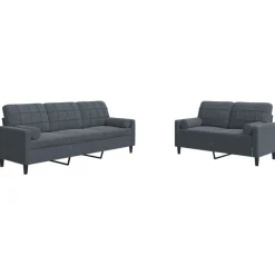 vidaXL 2-delige Loungeset met kussens en bolsters fluweel donkergrijs