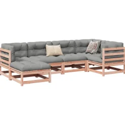 vidaXL 6-delige Loungeset met kussens massief douglas vurenhout
