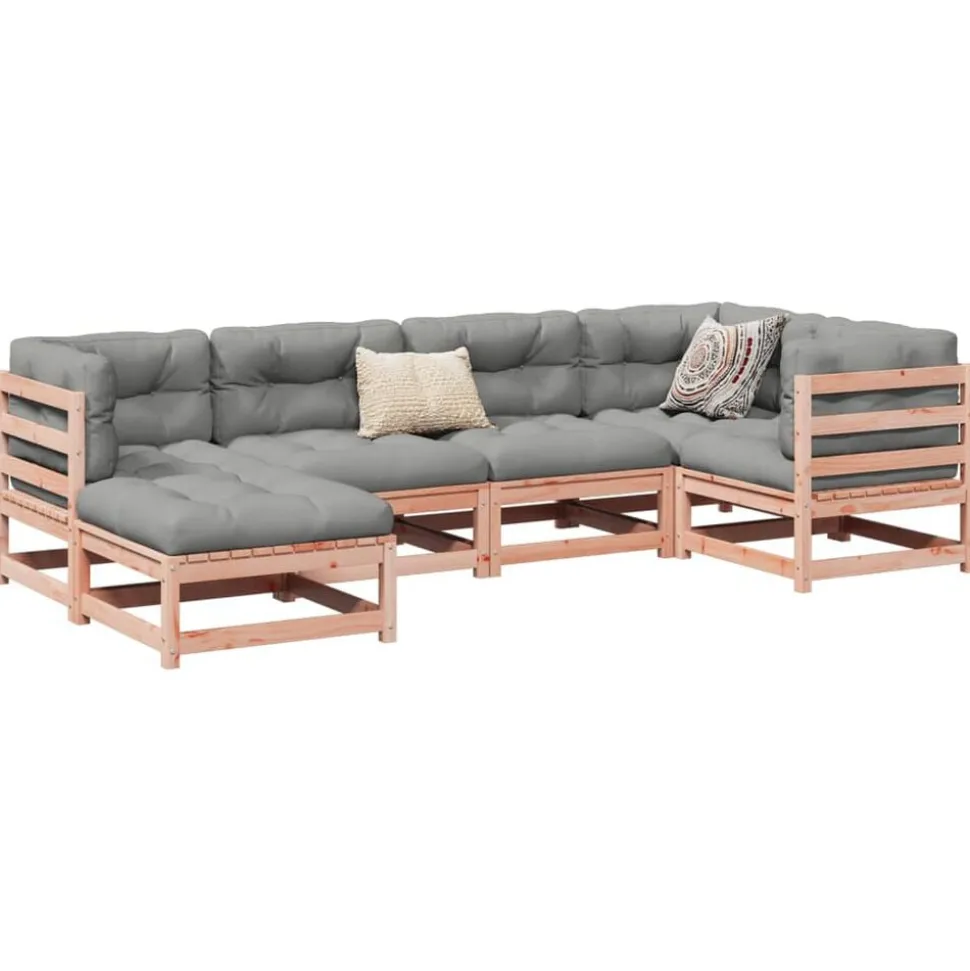 vidaXL 6-delige Loungeset met kussens massief douglas vurenhout