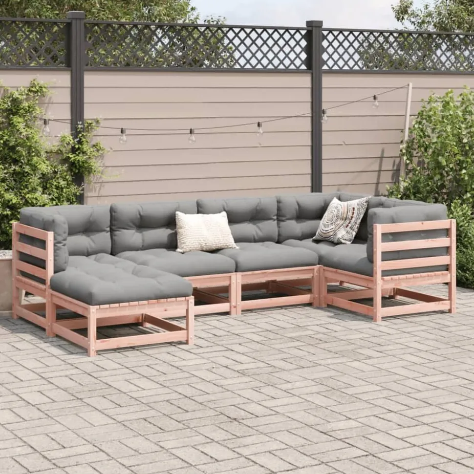 vidaXL 6-delige Loungeset met kussens massief douglas vurenhout