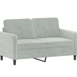vidaXL 3-delige Loungeset met kussens fluweel lichtgrijs