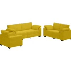 vidaXL 3-delige Loungeset met kussens fluweel geel