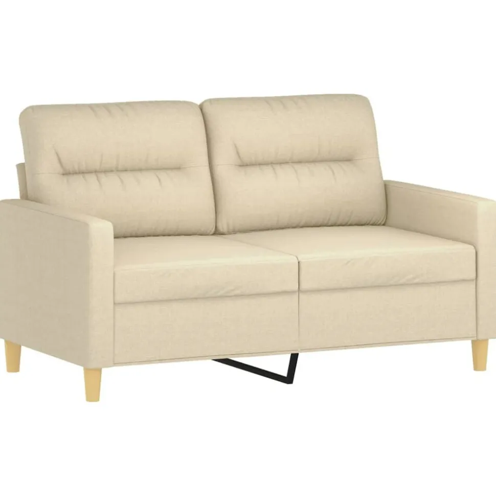 vidaXL 2-delige Loungeset met kussens stof crèmekleurig