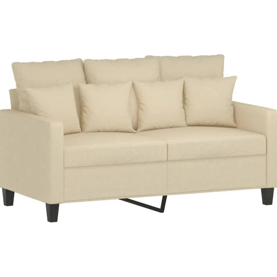 vidaXL 3-delige Loungeset met kussens stof crèmekleurig