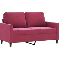 vidaXL 3-delige Loungeset met kussens fluweel wijnrood