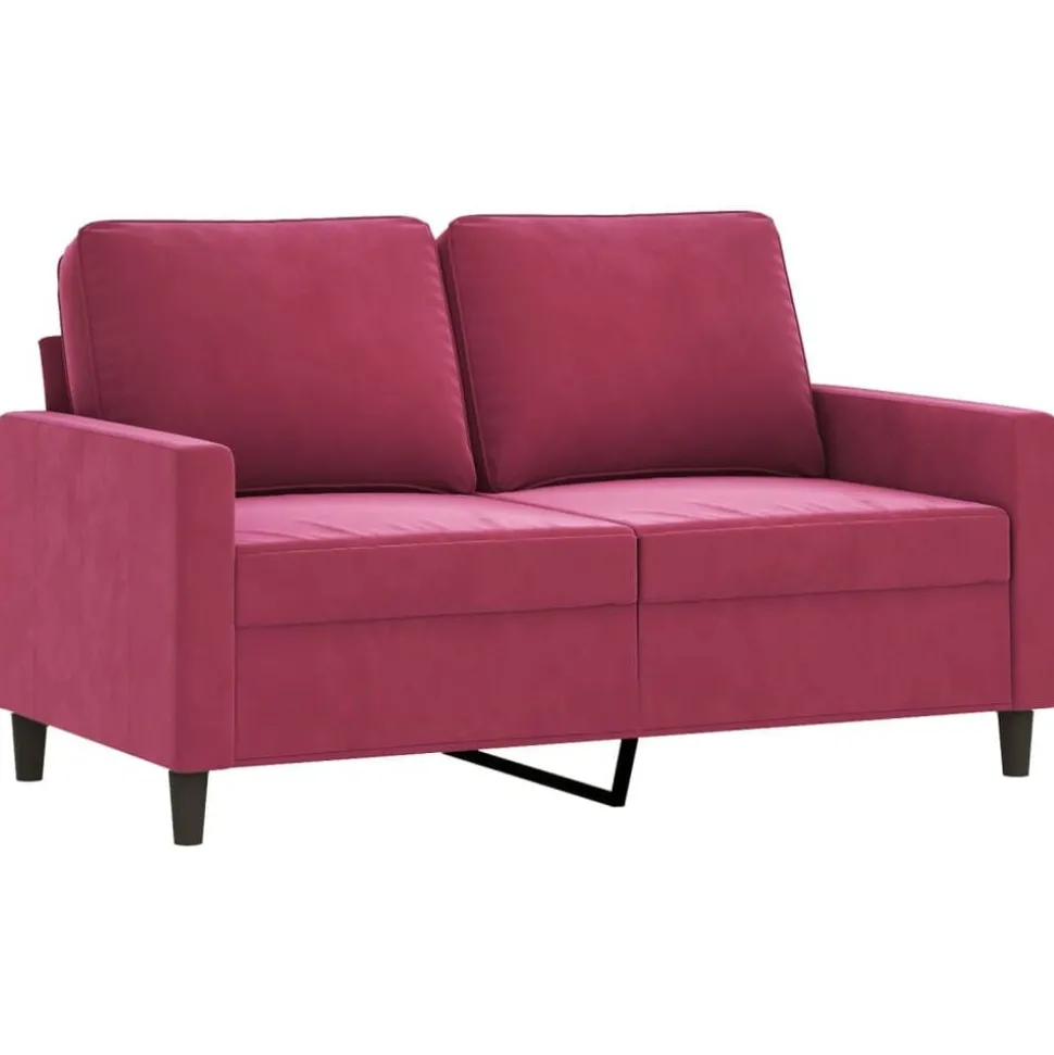 vidaXL 3-delige Loungeset met kussens fluweel wijnrood