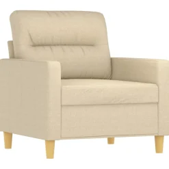 vidaXL 3-delige Loungeset met kussens stof crèmekleurig