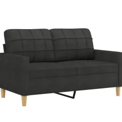 vidaXL 3-delige loungeset met kussens stof zwart