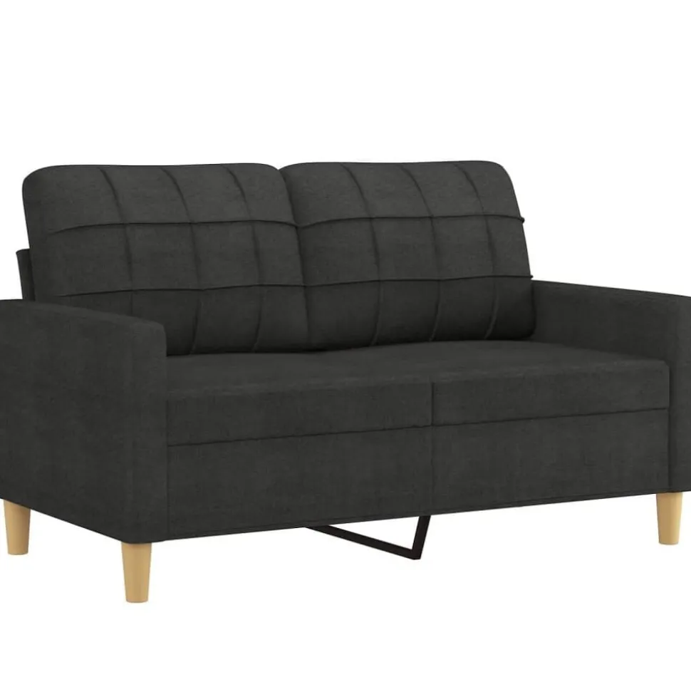 vidaXL 3-delige loungeset met kussens stof zwart