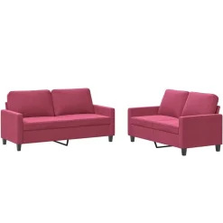 vidaXL 2-delige Loungeset met kussens fluweel wijnrood