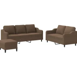 vidaXL 4-delige Loungeset met kussens stof bruin