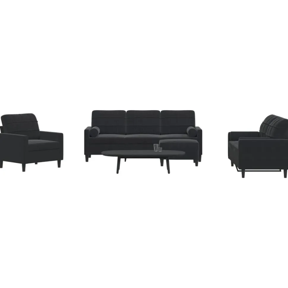 vidaXL 4-delige Loungeset met kussens en bolsters fluweel zwart
