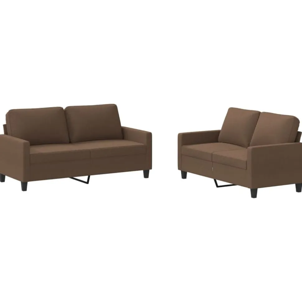 vidaXL 2-delige Loungeset met kussens stof bruin