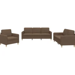 vidaXL 4-delige Loungeset met kussens stof bruin