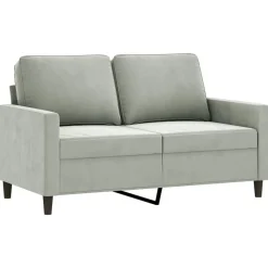 vidaXL 3-delige Loungeset met kussens fluweel lichtgrijs