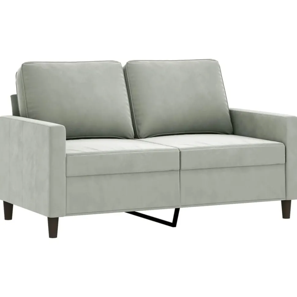 vidaXL 3-delige Loungeset met kussens fluweel lichtgrijs