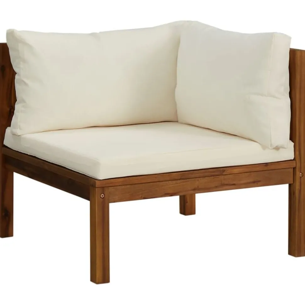 vidaXL 5-delige Loungeset met crèmekleurige kussens massief acaciahout