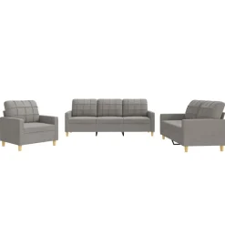 vidaXL 3-delige Loungeset met kussens stof taupe