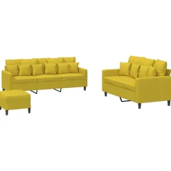 vidaXL 3-delige Loungeset met kussens fluweel geel