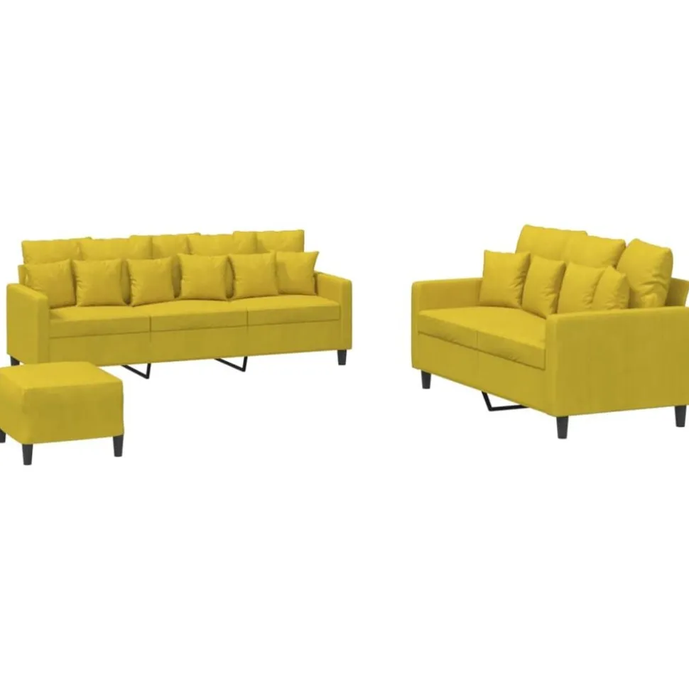 vidaXL 3-delige Loungeset met kussens fluweel geel