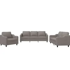 vidaXL 3-delige Loungeset met kussens stof taupe