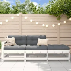 vidaXL 3-delige Loungeset massief grenenhout wit